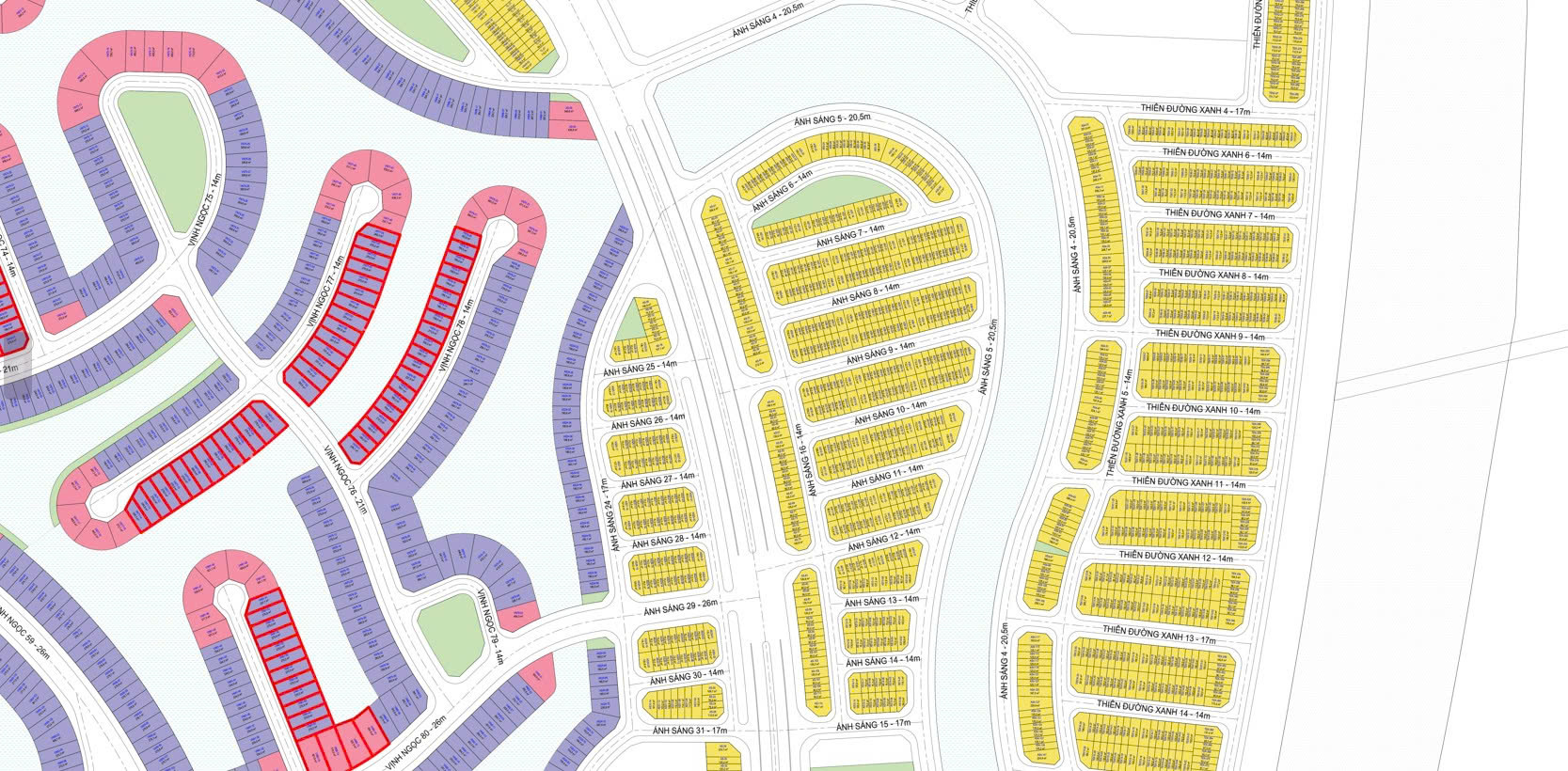 Vị trí nhà phố liền kề Vịnh Ngọc (ô màu vàng)